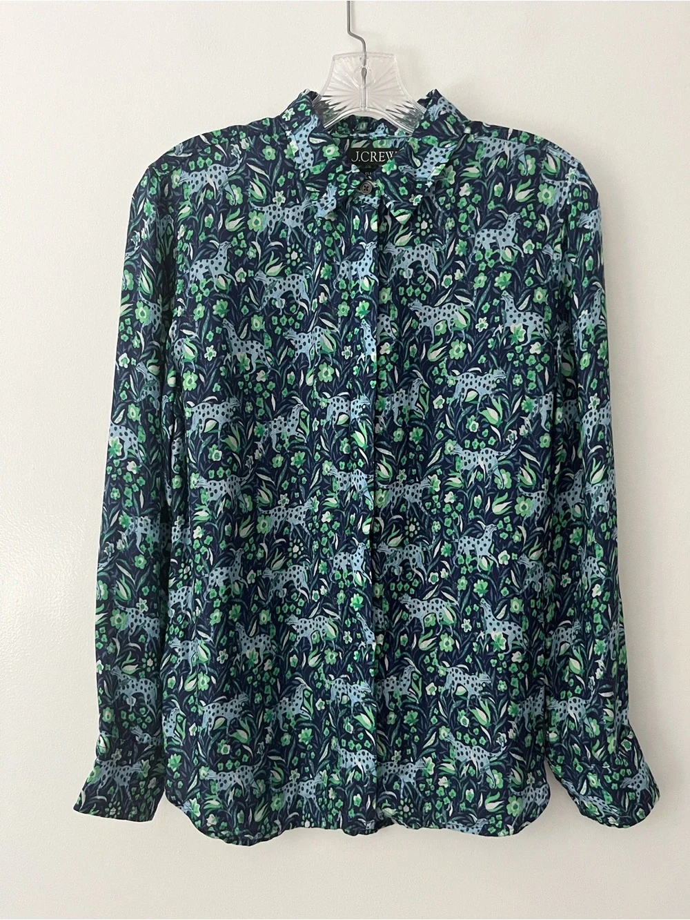 J Crew Classic Fit Button Up Shirt Fauna Floral Animal Print Tropical 6